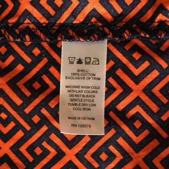 C. WONDER Navy Orange Geometric Print Cotton Popover Blouse XL Extra Large - Picture 8 of 8